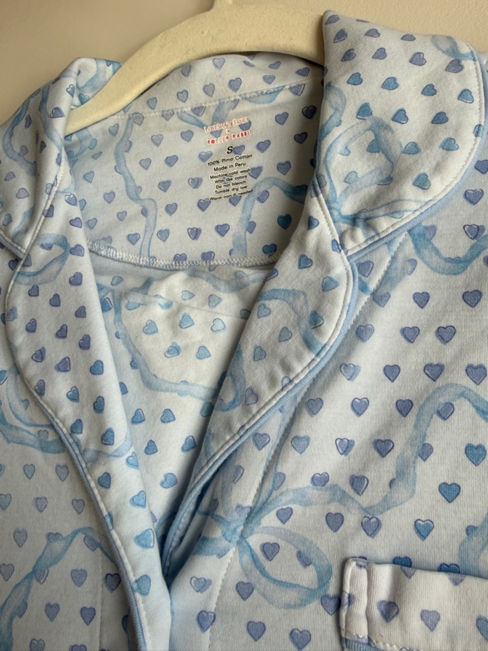 Roller Rabbit x LoveShackFancy Luna Bow Hearts Short Sleeve Polo Pajamas - Picture 5 of 7